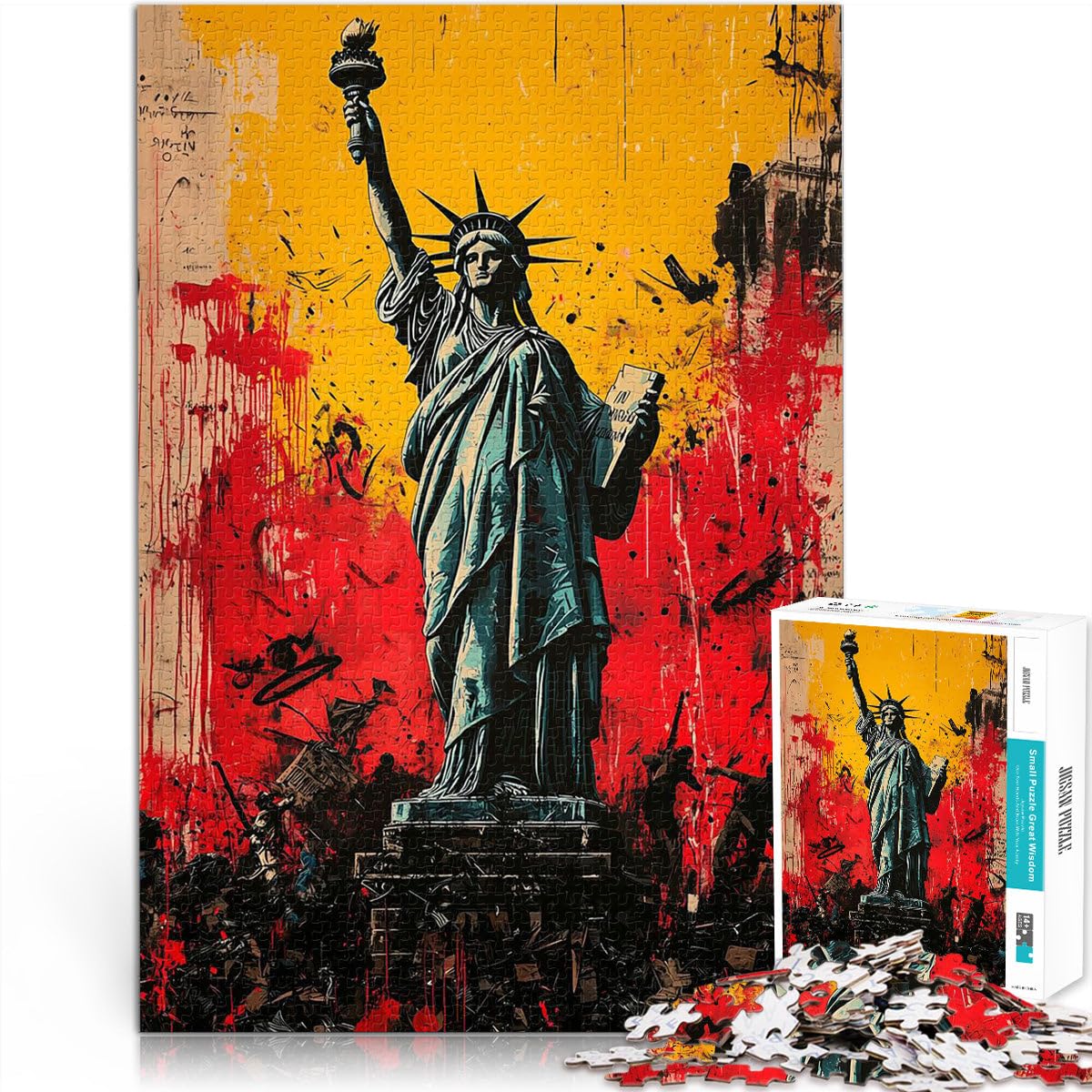 2000 Piece Jigsaws for Adults Puzzle Expressionist Statue of Liberty Made of cardboard,Suitable for ages 14 and up Vacation at home: killing time Great gifts and toys。size:70x100cm/27.5x39.3inch — image 1