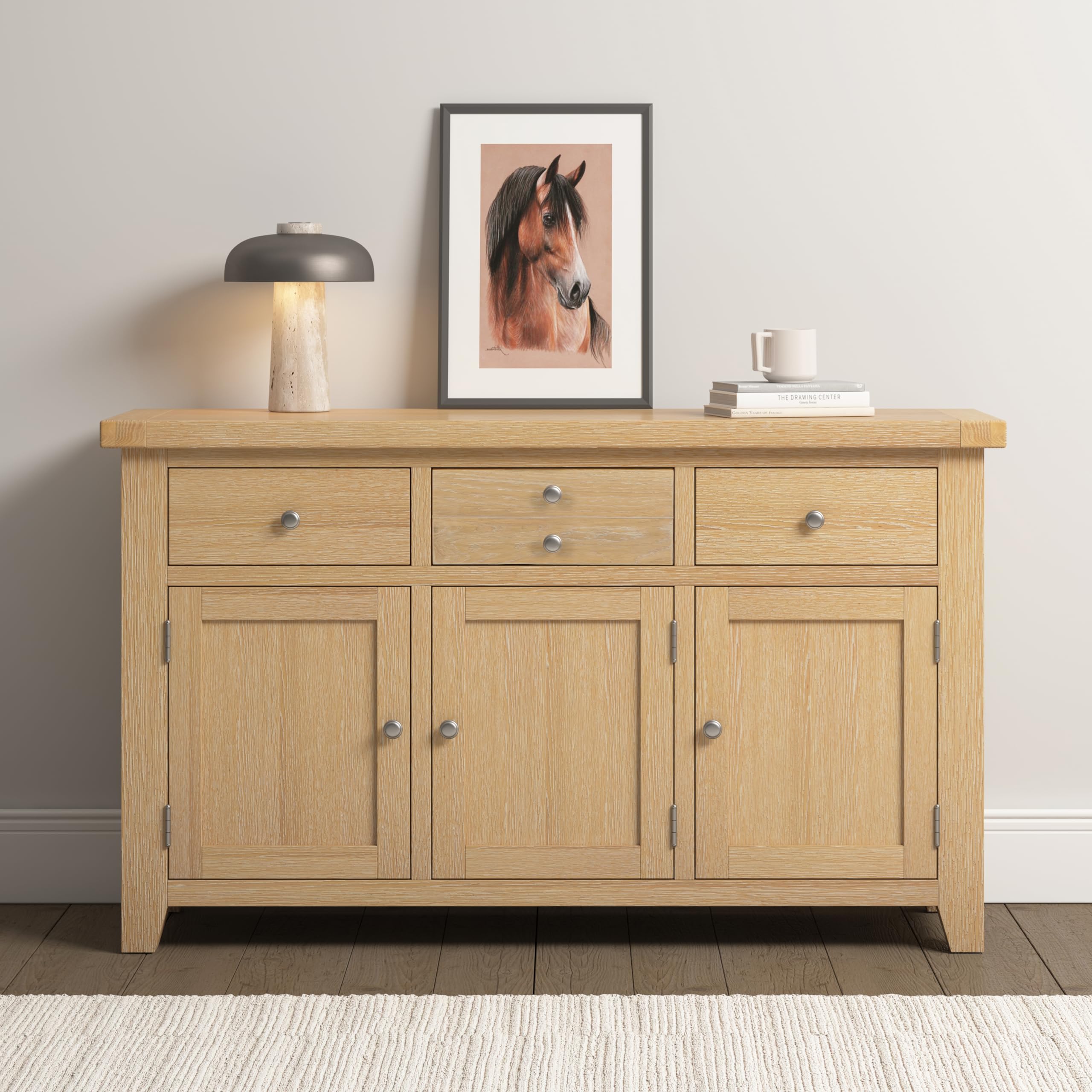 B&Q -  Windsor 3 Door 3 Drawer Sideboard Natural Oak Fully Assembled