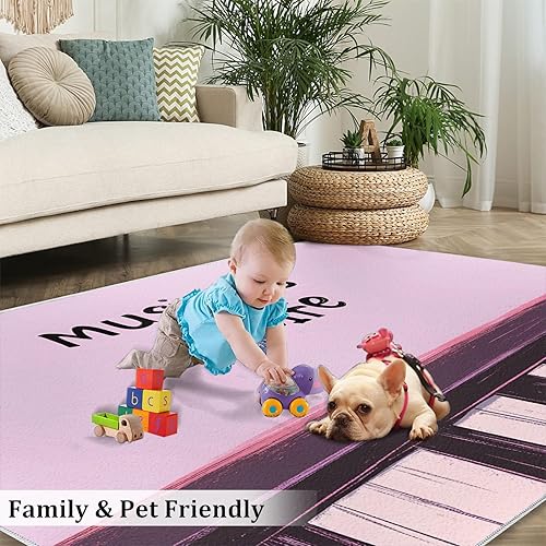 Miniatura 26 de Alfombra de instrumentos musicales – Alfombras de 4 x 5 pies para sala de estar, alfombra de área musical, alfombra de área musical, alfombra