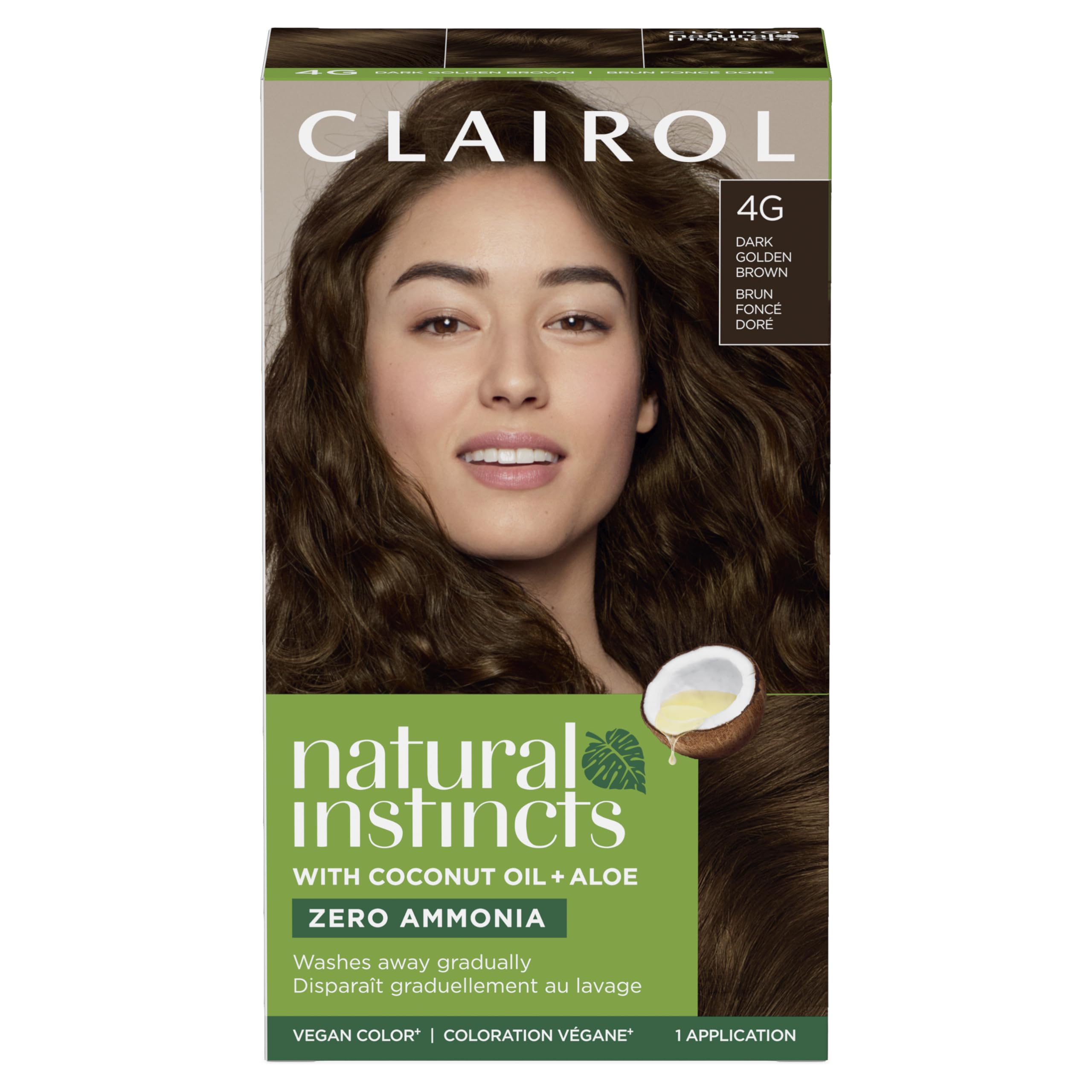 Clairol Natural Instincts Demi-Permanent Hair Dye, 4G Dark Golden Brown Hair Color, Pack of 1