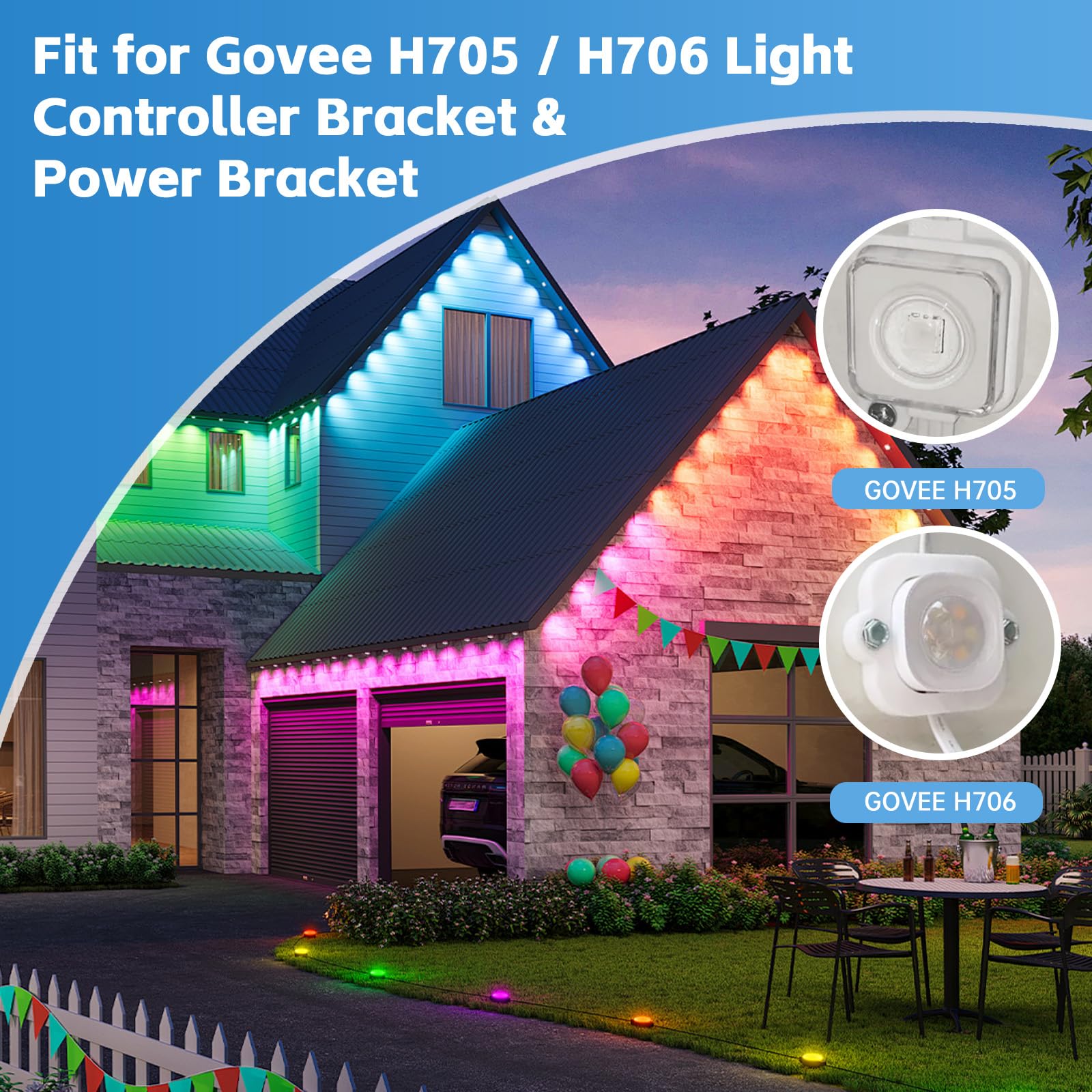 Fit for Govee H705/H706 Light Controller Bracket & Power Bracket Kit(White) — Amazon image 2