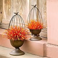 Vista 5 de Plantas artificiales y flores falsas para exteriores, decoración de otoño, 12 paquetes de hojas de otoño, flores de lavanda falsas para decoración