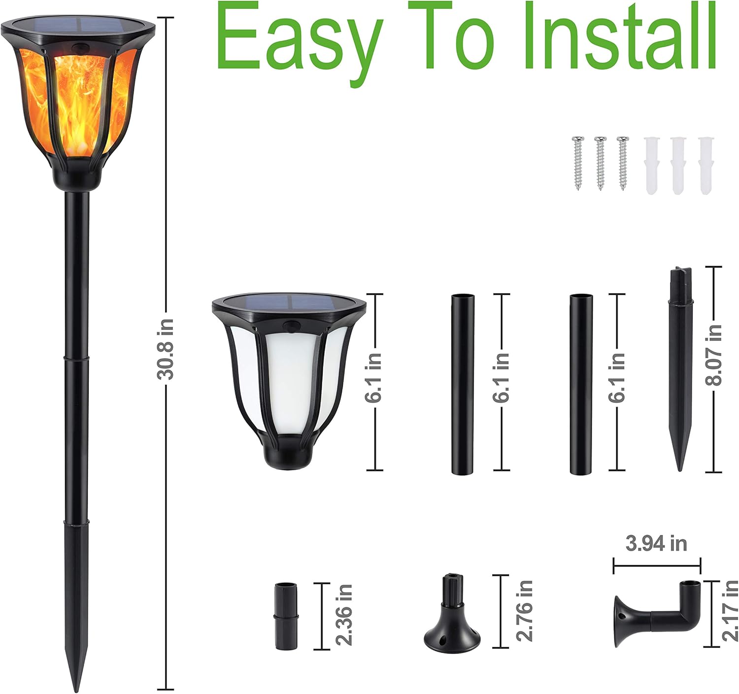 Exсluѕіvе Dіѕсоunt 60% Prісе S.Y. Solar Lights Outdoor, 4 Pack, 96 LED Torch Light with Dancing Flickering Flames, 3 Installation, 2 Heights Available, Waterproof Landscape Solar Garden Lights, Auto On/Off Outdoor Lighting