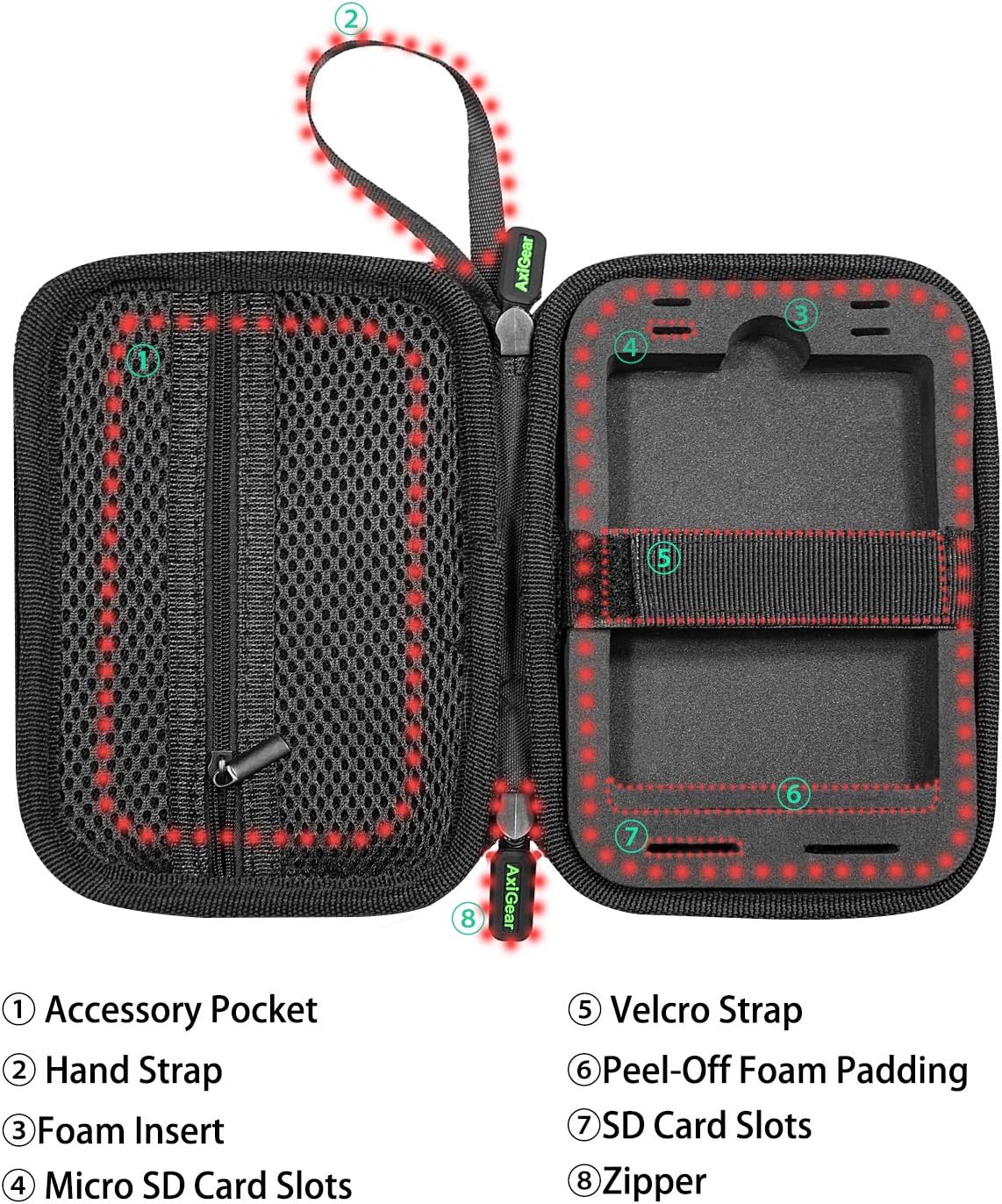 AxiGear Weather Resistant Portable External Hard Drive Carrying Case Hard Travel Case with Shockproof Foam Insert for Seagate, Toshiba and Western Digital External Hard Drive (Black) : Electronics