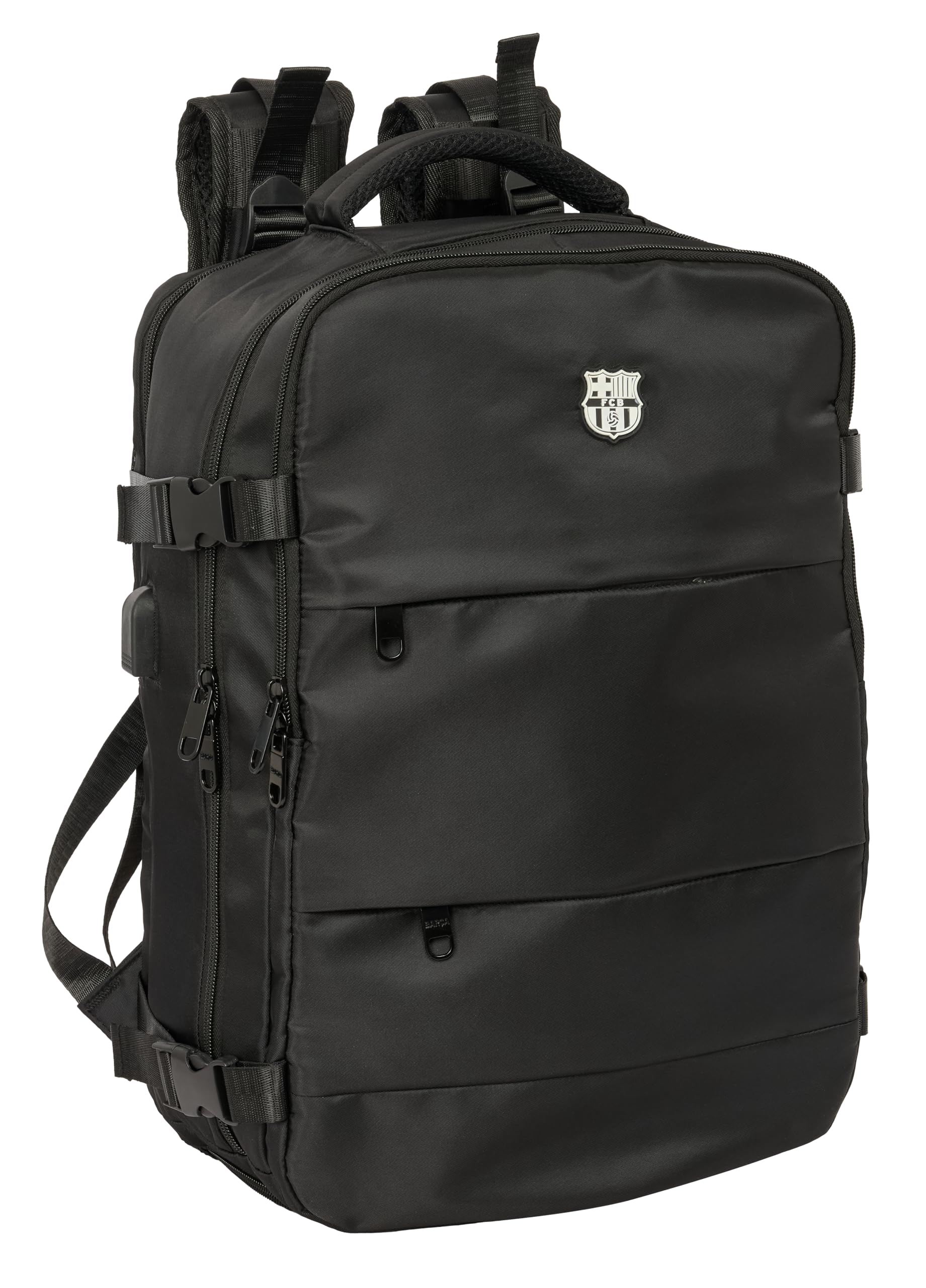 Safta F.C. BARCELONA NAVY BLUE - Plecak podróżny w kabinie na laptopa 15,6 cala, idealny dla młodzieży w różnym wieku, wygodny i wszechstronny, jakość i wytrzymałość, 29 x 19 x 44 cm