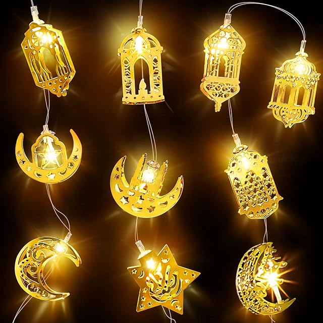 Mudder 5.41 Feet Ramadan Light Star Moon String Lights Ramadan Decorations Eid Mubarak Lights Led Ramadan Decor Lights Ramadan Lights Lantern for Home Outdoor Garden Wedding Birthday Ramadan Party