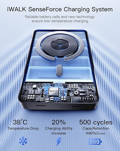 Miniatura 3 de iWALK Cargador portátil magnético, banco de energía magnético de 15 W con certificación Qi2 con pantalla LED, carga rápida PD de 30 W, batería de
