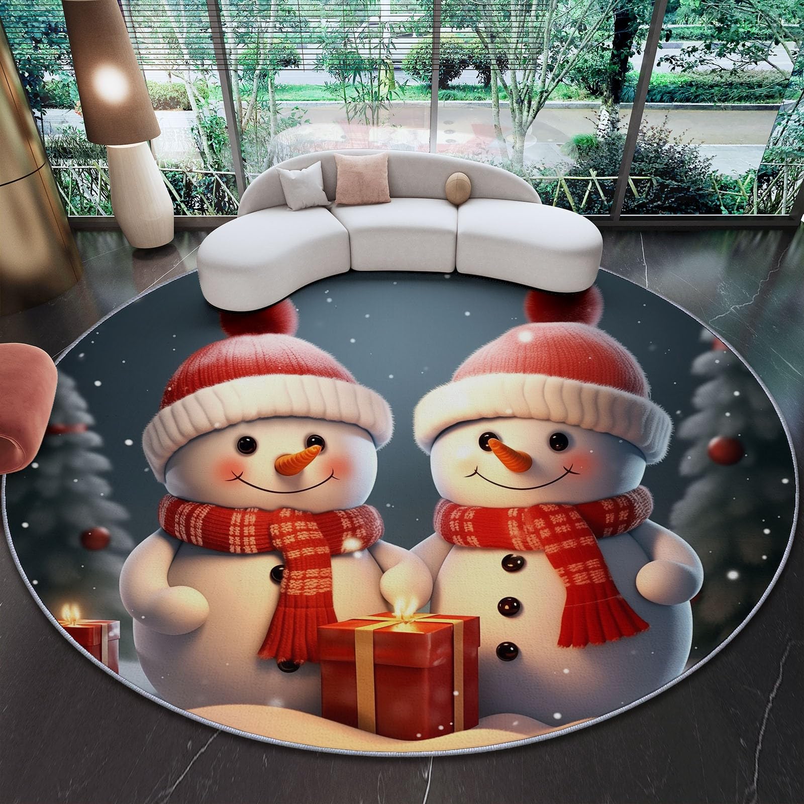 Tapis antidérapant lavable de Noël 120cm en flanelle douce