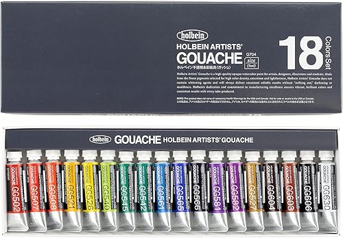Holbein Artist Gouache Set G704 tubos de 18 x 02fl oz Holbein Artist Gouache Set G704 tubos de 18 x 02fl oz