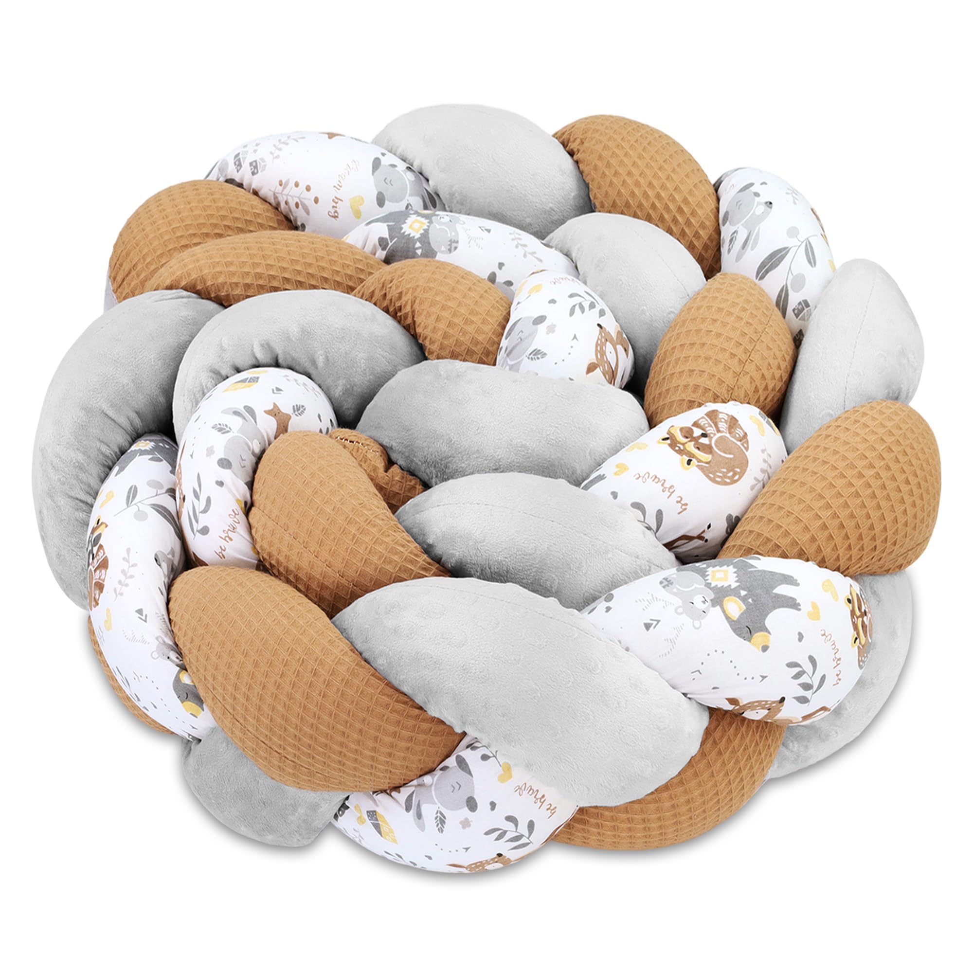 Totsy Baby Cuscino decorazione per bambini 200 cm - soffice cuscino decorativo camera dei bambini cuscino per bambini intrecciato cotone Cervo grigio
