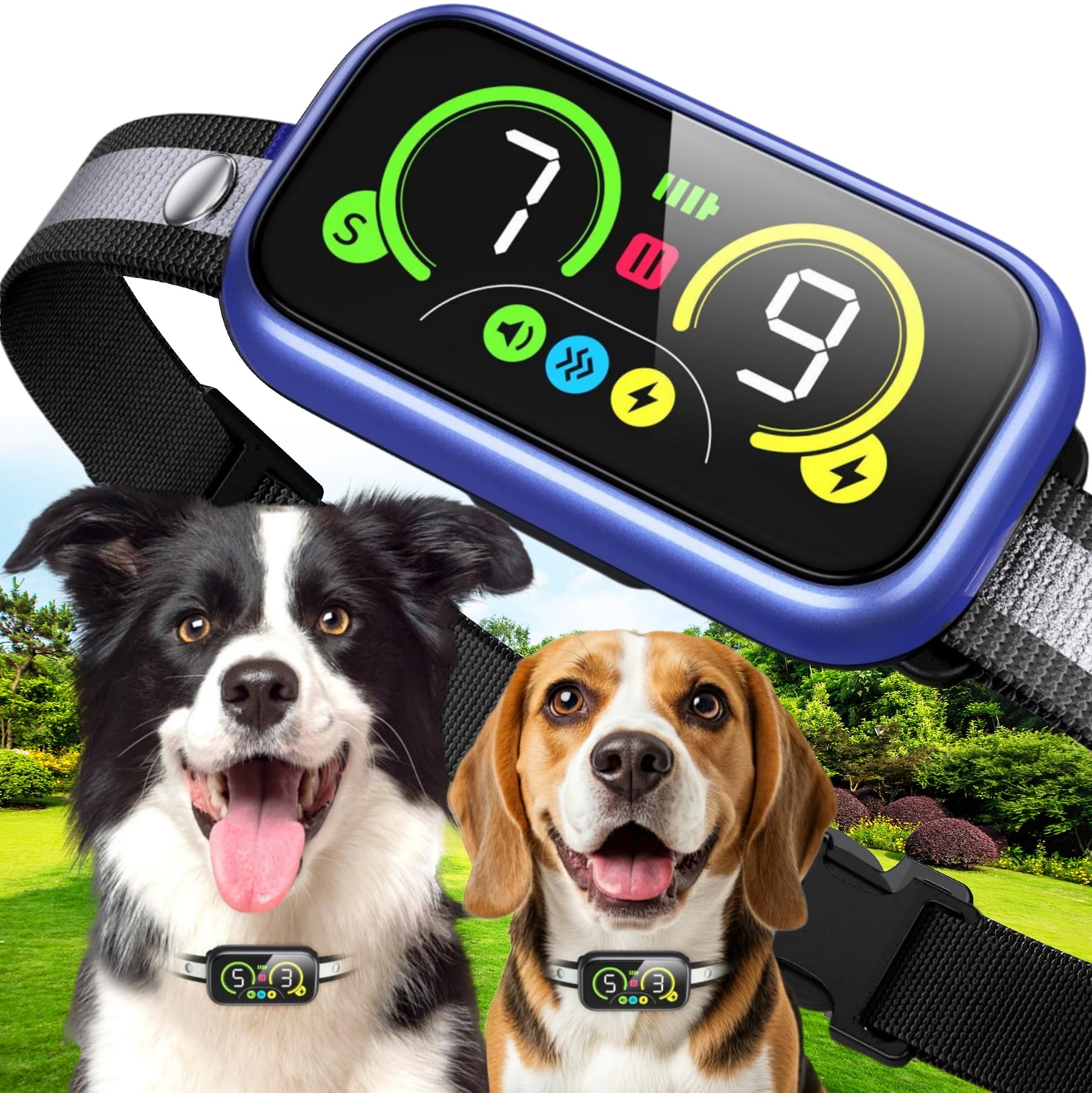 Dog Bark Collar, Smart Barking Collar with 4 Modes, 7 Adjustable Sensitivity for Barking Howling Whining, Automatic Anti Barking Device for Large