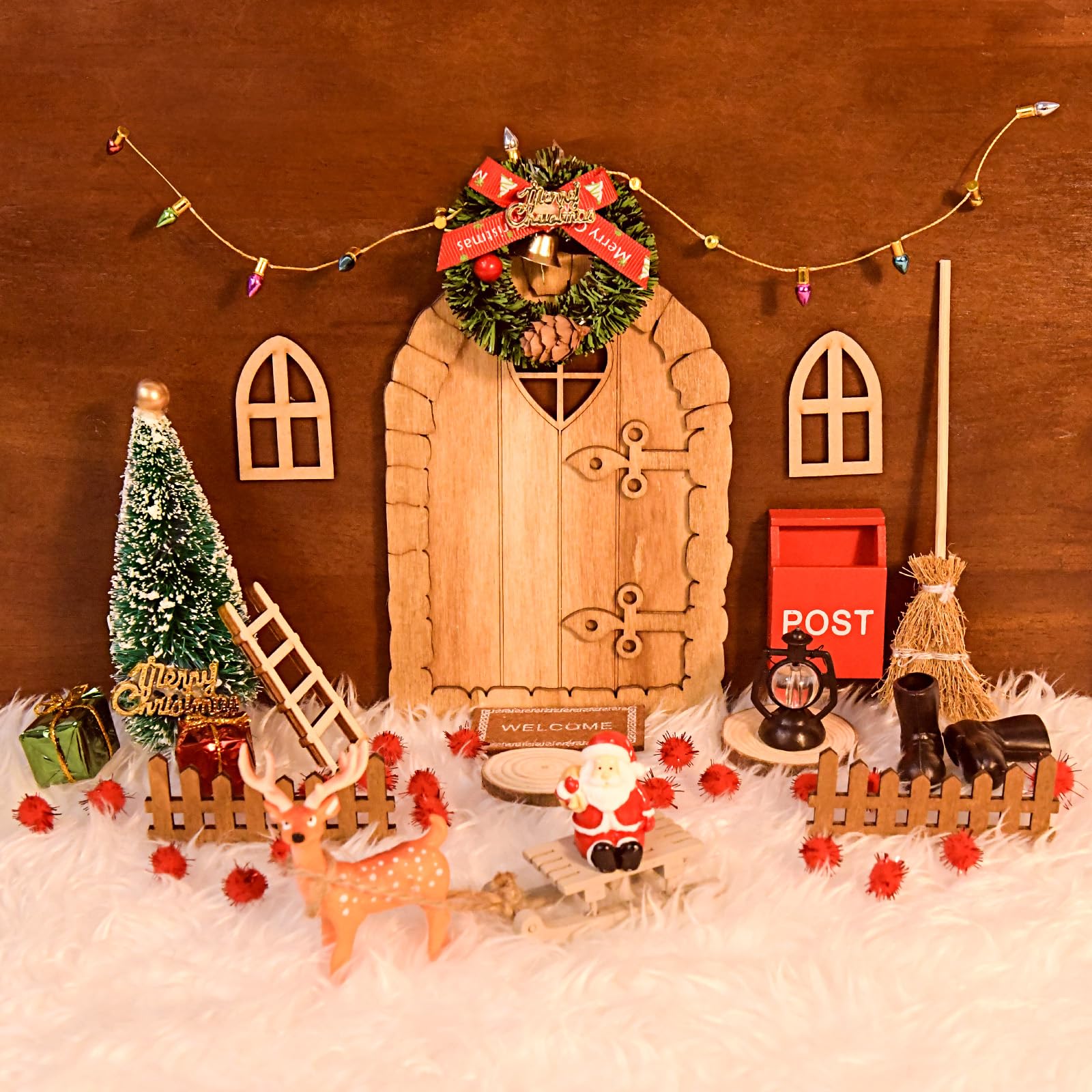 BOLWEO Wichteltür Set 71-teilig – Komplett Mit Zelt, Licht & Briefen – Weihnachtsdeko Für Kinder, Magisches Advent-Erlebnis