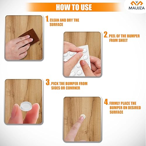 Miniatura 6 de Parachoques para puerta de gabinete, 128 piezas para amortiguación de sonido y protección de superficies. Parachoques de gabinete transparentes,