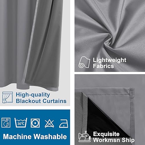 Miniatura 4 de DWCN Cortina 100% opaca para dormitorio, 63 pulgadas de largo, para oscurecer la habitación, con ojales en la parte superior, cortinas de ventana,