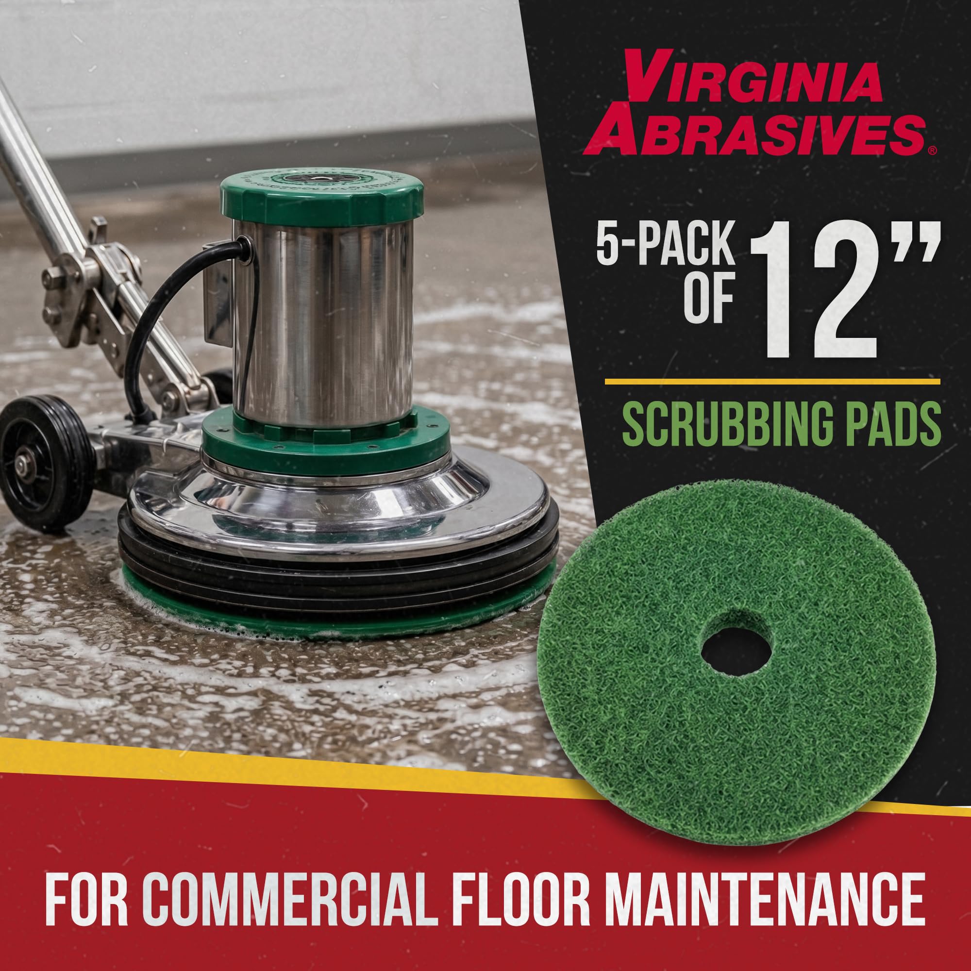 Virginia Abrasives Almohadillas de mantenimiento de suelos, almohadillas de repuesto de limpieza de pisos, almohadilla de pulido gruesa para hacer los suelos más limpios, almohadillas sintéticas no