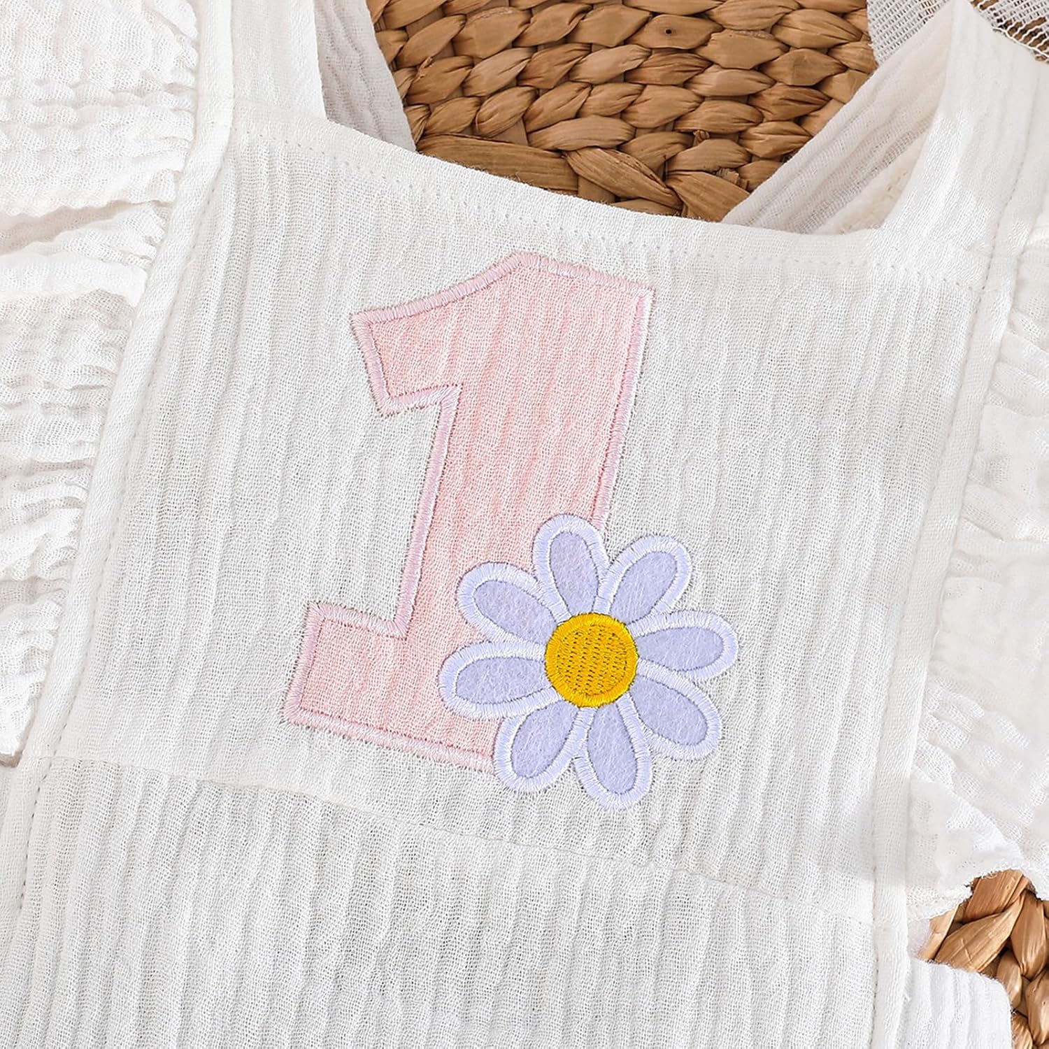 Winmany Baby Girl First Birthday Outfit 1st Birthday Sweet Cotton Romper With Headband Cake Smash Photo Shoot Clothes - Image 5