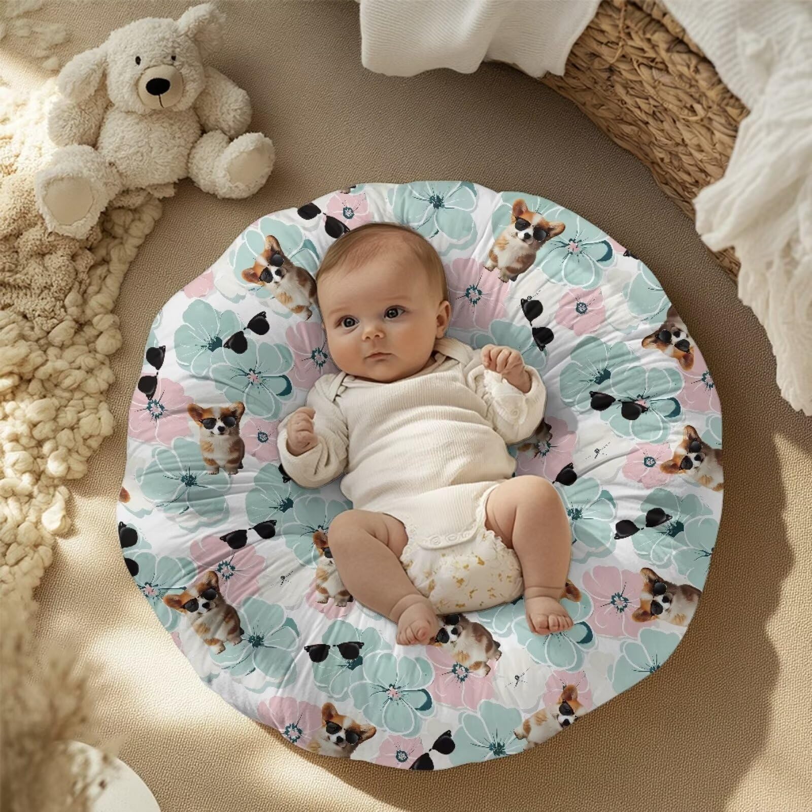 Bivxisrvo Funny Dog Newborn Lounger Cover for Girls Removable Soft Comfortable Slipcover for Infant Lounger Pillow Lounger Slipcover for Newborn Baby Padded Lounger Infant Floor Seat Covers