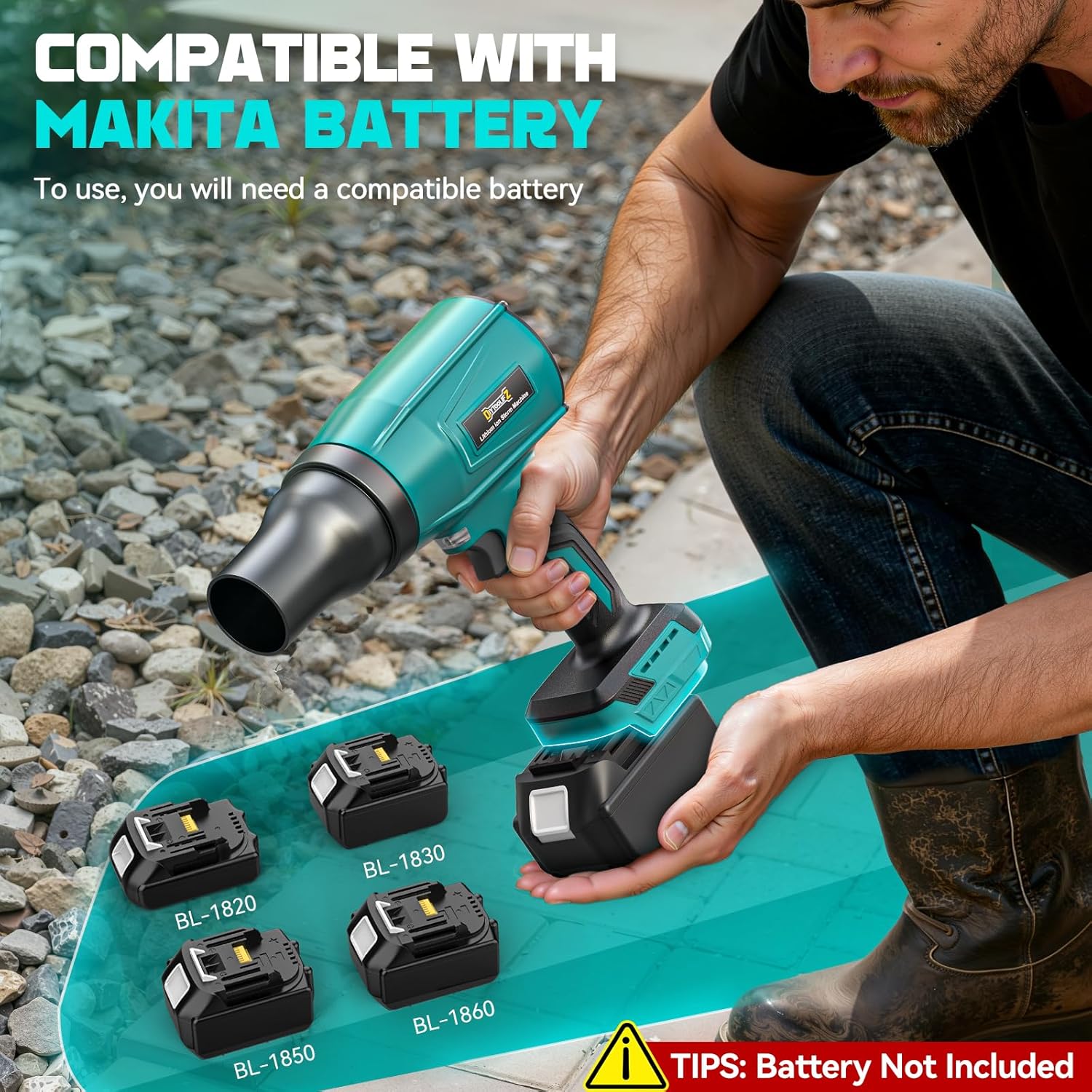 800,000RPM Cordless Leaf Blower Compatible with Makita 18V (Tool Only), Brushless Motor, Adjustable Speed, Lightweight Portable Electric Blower for Car, Patio, Garden (Without Battery) - Image 4