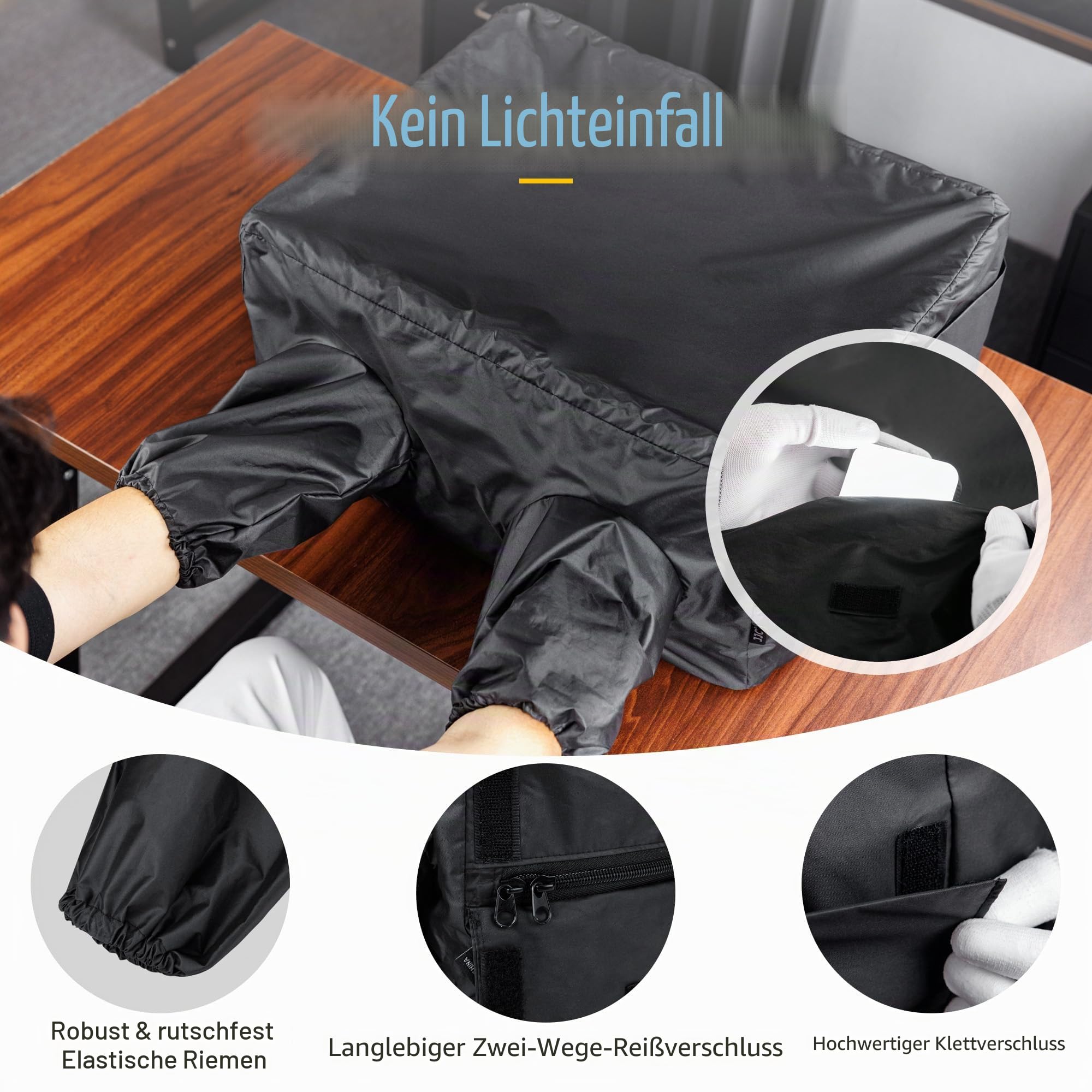 JJC Dunkelkammer Filmwechsel Zelt, Portable Double Layer Lightproof Anti-Static Fabric und Handschuhe, Schwarz Weiß 35mm 120 Format Film Fotografie Dunkelkammer Verarbeitung Zubehör
