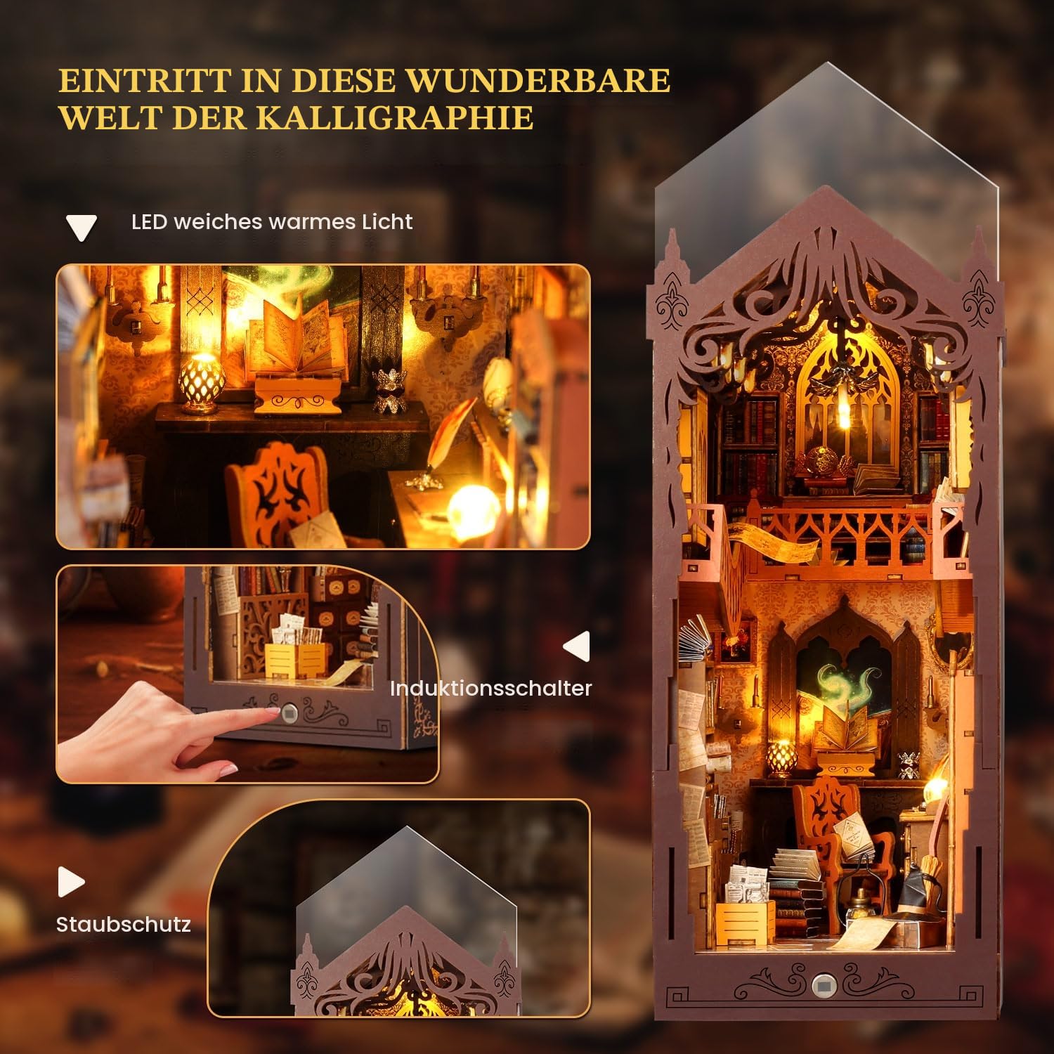 DIY Magical World Book Nook Kit & Dollhouse Craft Kits für Erwachsene DIY Miniature House mit Licht, 3D Puzzle Buchstützen aus Holz, Kreative Geschenkdekoration für Erwachsene ab 14+