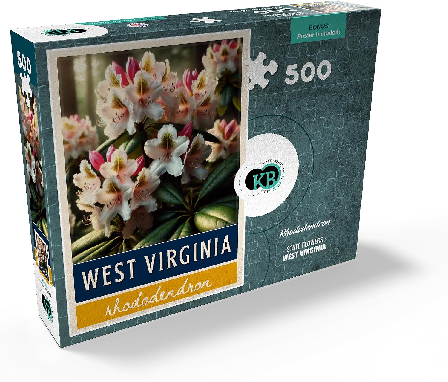 MyPuzzle State Flowers Series: West Virginia, Rhododendron - Premium 500 Piece Jigsaw Puzzle for Adults