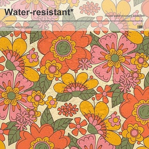 Miniatura 7 de Mantel floral retro de los años 70, decoración de fiesta de cumpleaños, mantel de plástico lavable para comedor, cocina, decoración de fiesta de