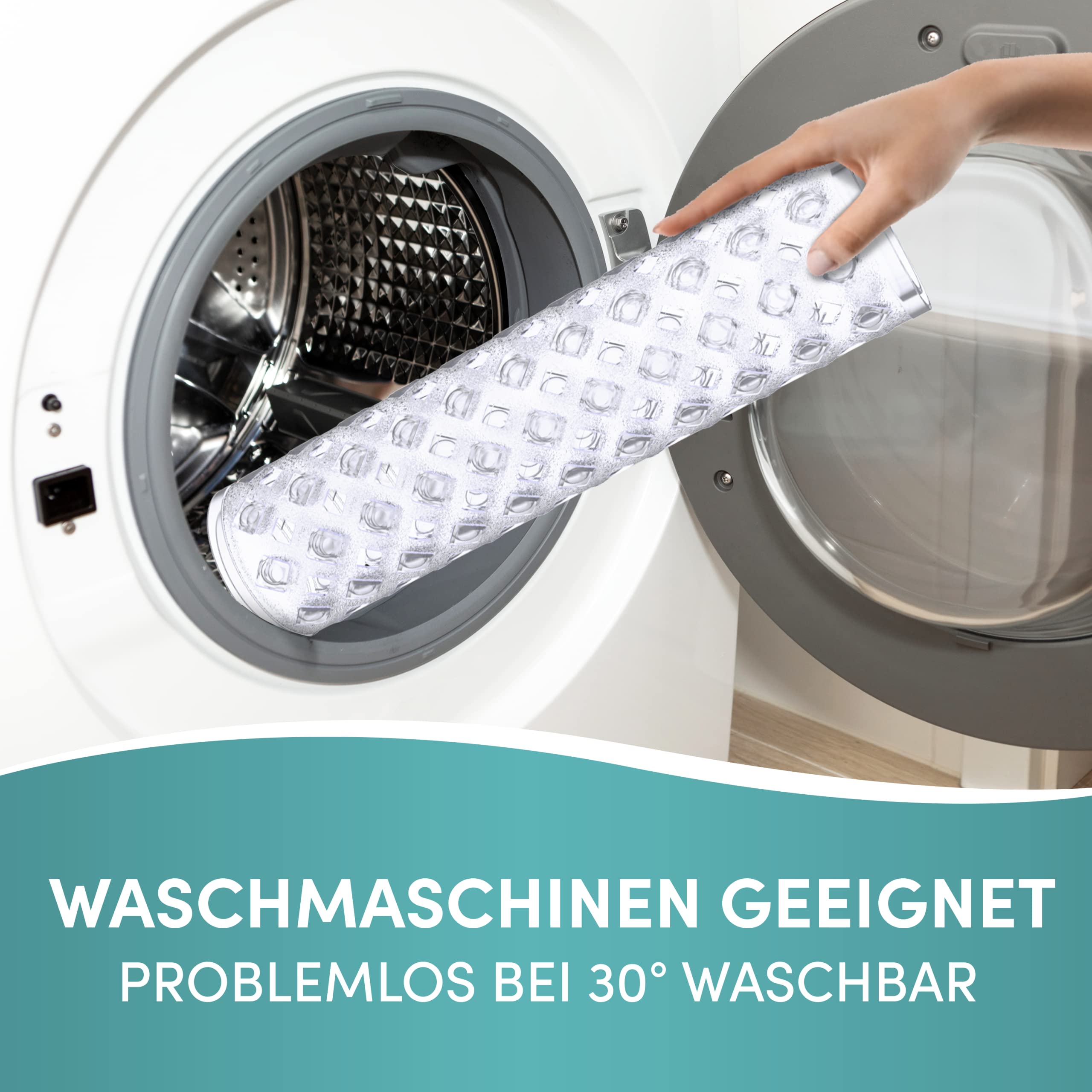 Engelbach® Mata do wanny antypoślizgowa 88x40 cm z 2 haczykami do suszenia – 100% wolna od BPA, odporna na pleśń, nadaje się do prania w pralce, Przezroczysty