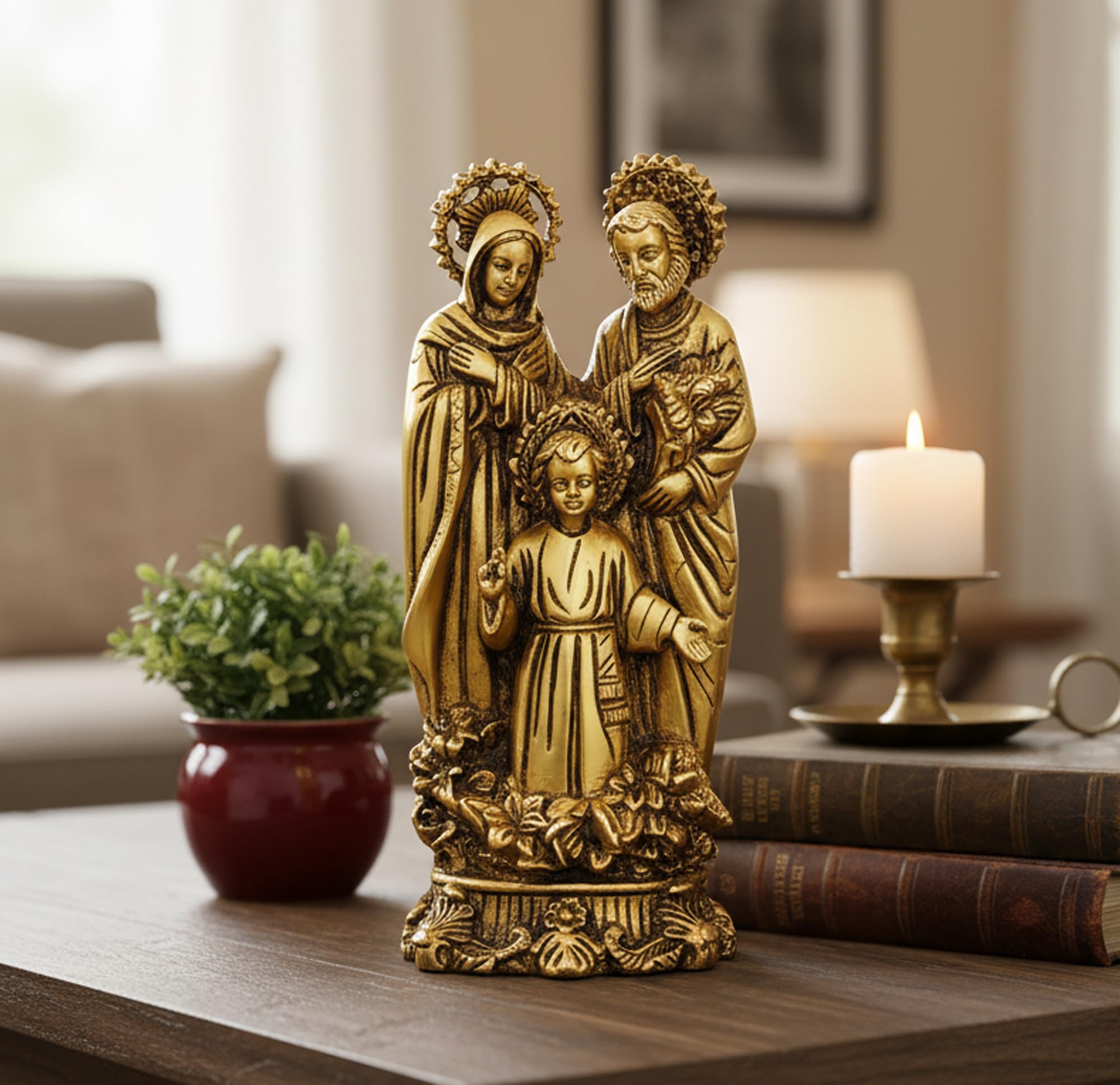 Sponsored Ad – Brass Holy Family Statue Baby Jesus The Virgin Mary And Saint Joseph Roman Catholic Christian Religious Figurine Figure (7.5")