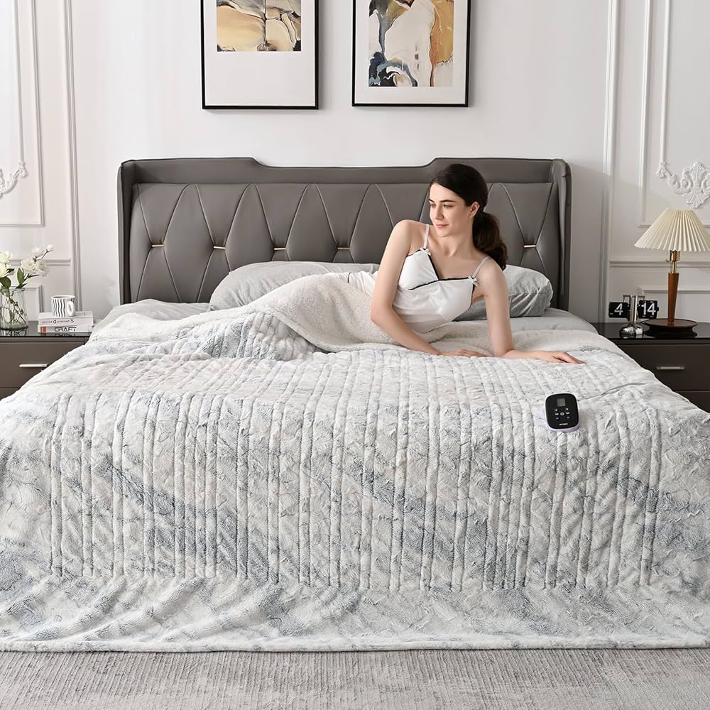 HEATED BLANKET ホワイト Amazon.com: Serta Luxuriously Soft Plush Electric Blanket