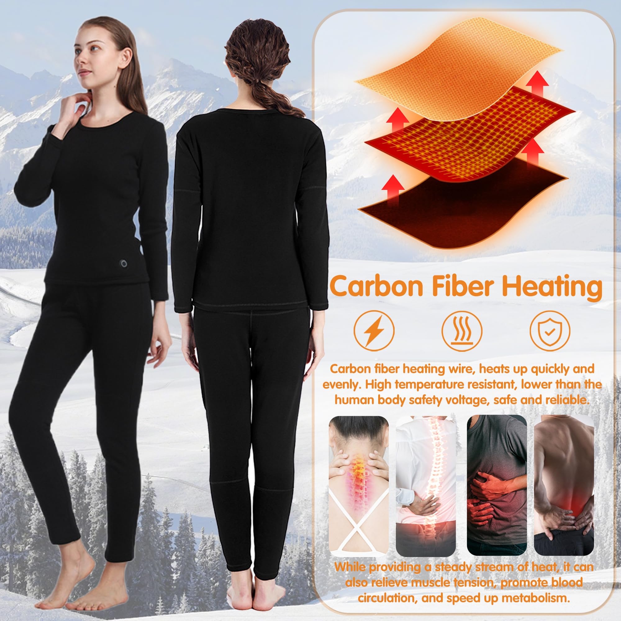 Pantalones térmicos eléctricos para Caza, Ropa Interior térmica para Mujer con 3 Niveles de calefacción, para Deportes al Aire Libre y Acampada.