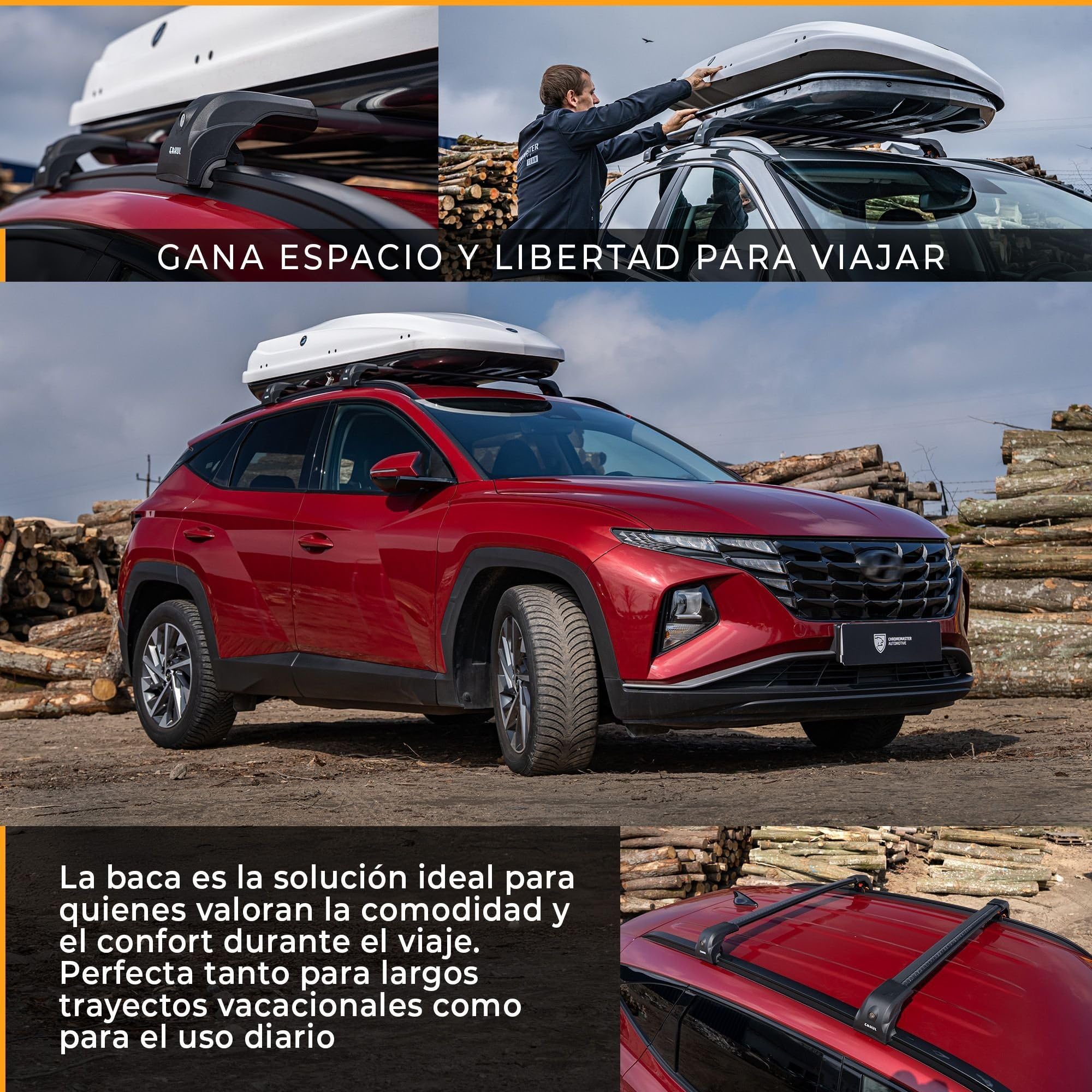 CHROMEMASTER Barras de Techo Compatibles con BMW Serie 2 2015-2022; Portaequipajes de Techo Compatible para Cofres, Portabicicletas, Escalera | Ideal para Vacaciones, Viajes y Uso Diario