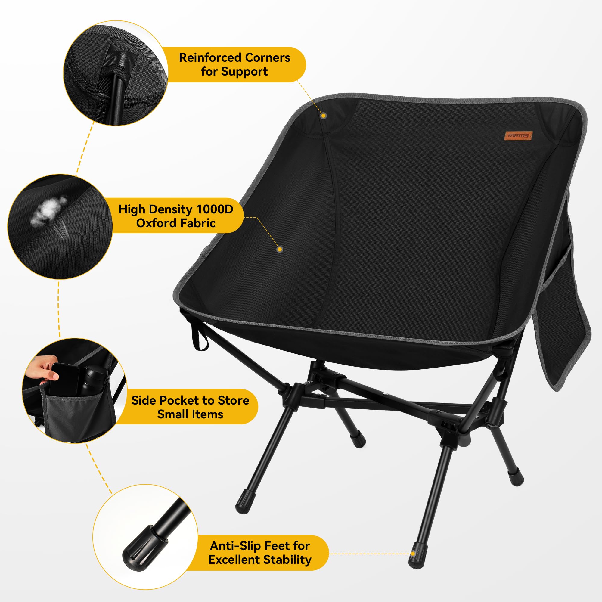 Overmont Ultralight Portable Camping Chair- Lightweight Folding Bac