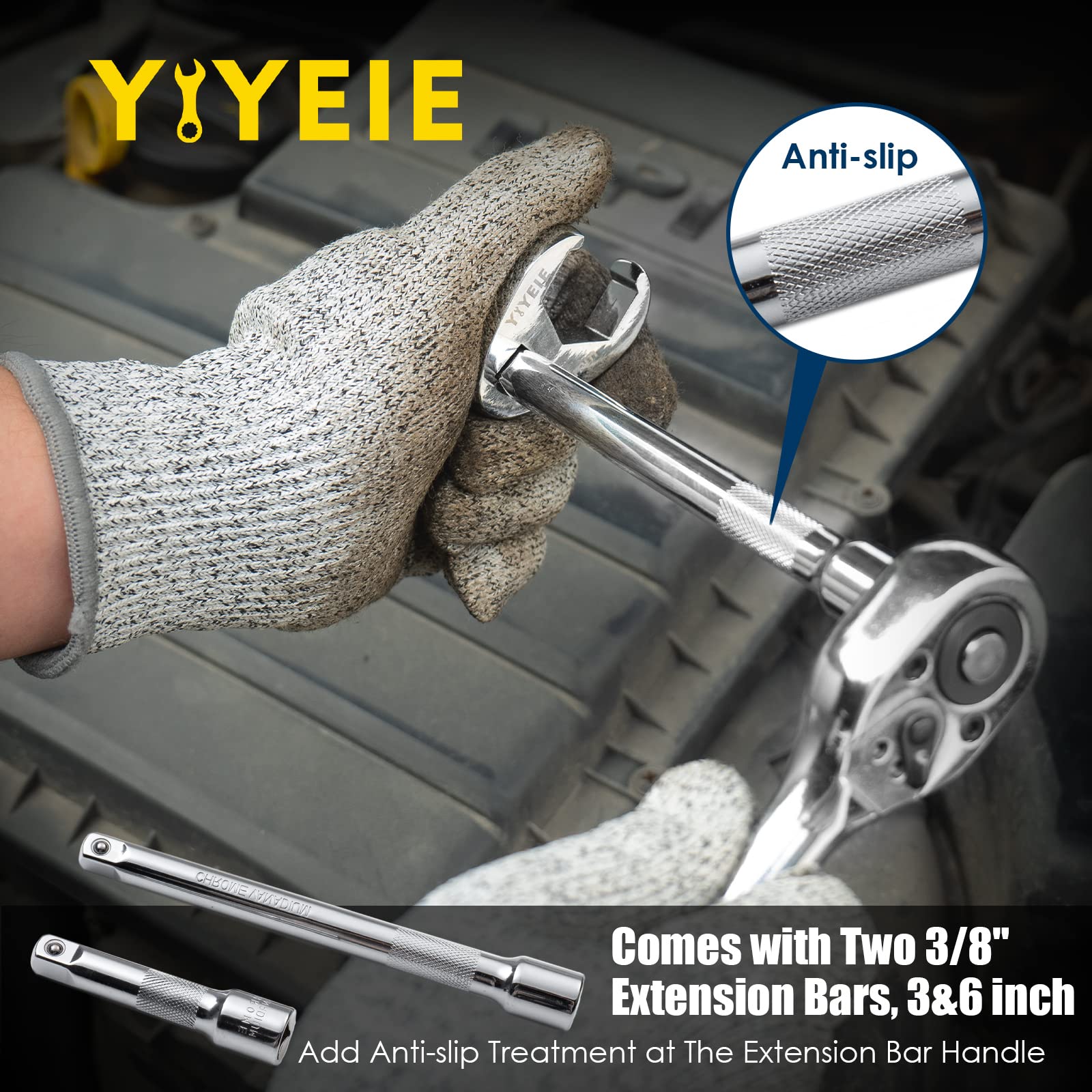 YIYEIE 3/8 Drive Crows Foot Wrench Set, 24PCS Flare Nut