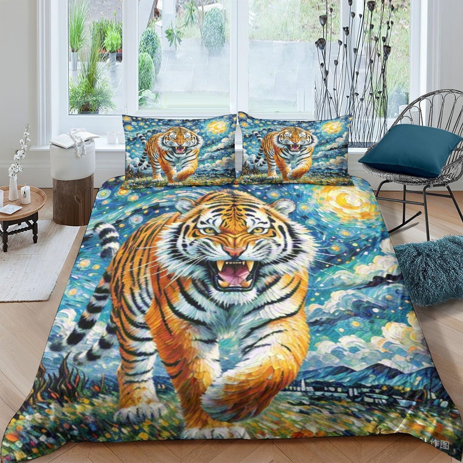 Parure de lit tigre 3D double, le cadeau idéal pour décorer une chambre d'adolescent