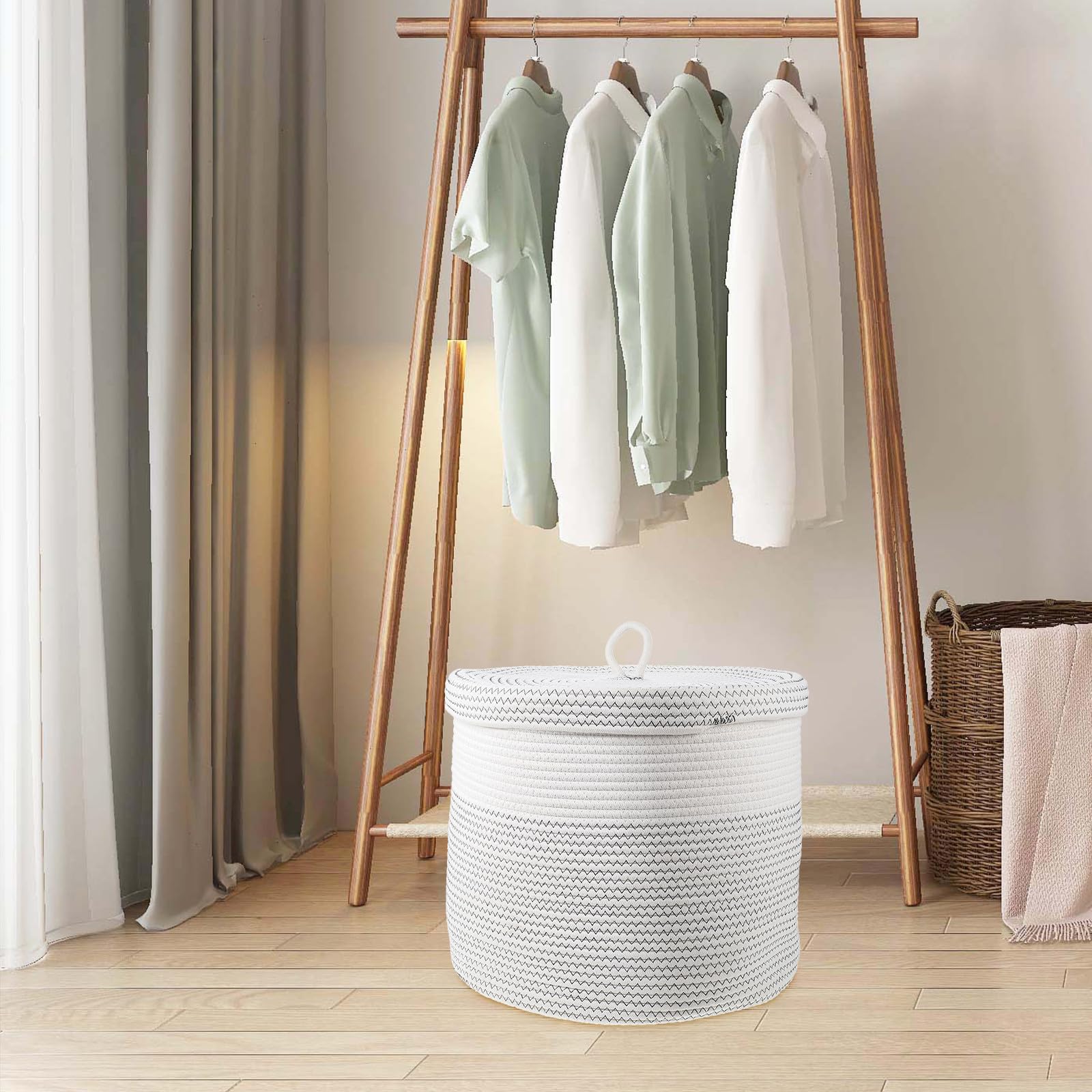 Amosfun Cesta Blanco Multifuncional Almacenamiento de Ropa y Libros