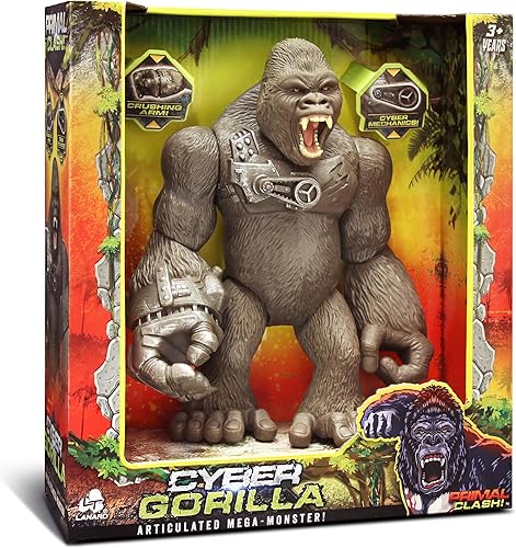 Lanard Primal Clash! Cyber Gorilla Mega Monster! - Figura articulada de 10 pulgadas, figura de juguete para niños, a partir de 3 años