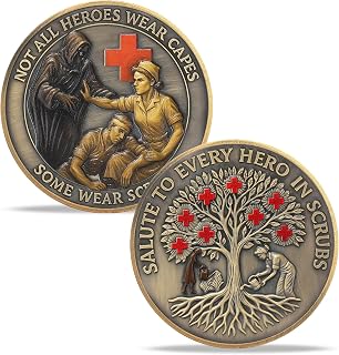 Healthcare Worker Challenge Coin - Medical Hero Coin - Red Cross Guardian Tree Nurse Coin - Thank You Tribute Medallion Medical Appreciation Gift for Frontline Workers