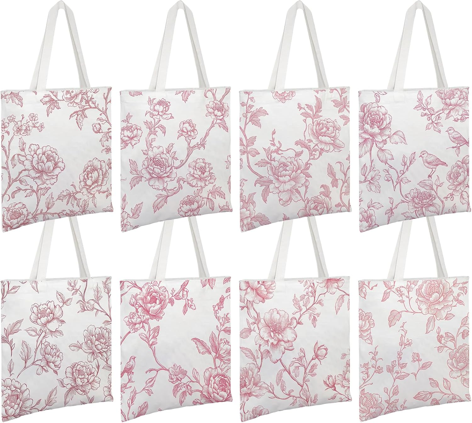 Floral canvas chinoiserie tote bag for women shopping travel