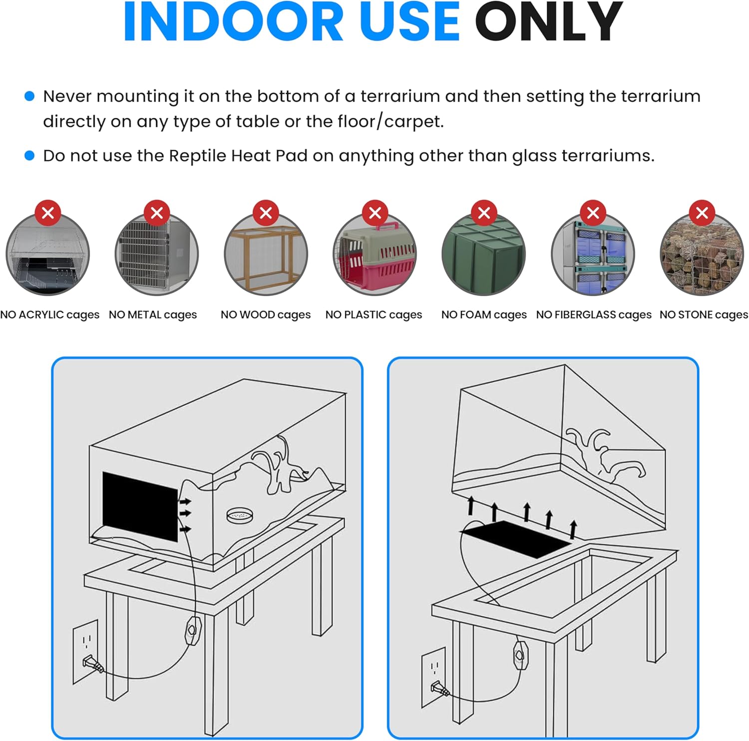 Simple Deluxe 8X18 Inch 24W Reptile Heating Pad Electric Indoor Under Tank Terrarium Heating Mat Waterproof for Turtles, Lizards, Frogs, and Other Reptiles, 2 Pack