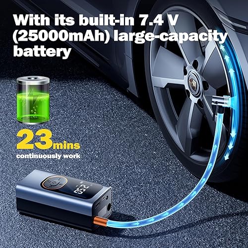 Miniatura 5 de Inflador de neumáticos portátil X9 Pro 1Min2X más rápido, compresor de aire de 150 PSI, bomba de aire portátil de 25000 mAh para neumáticos de