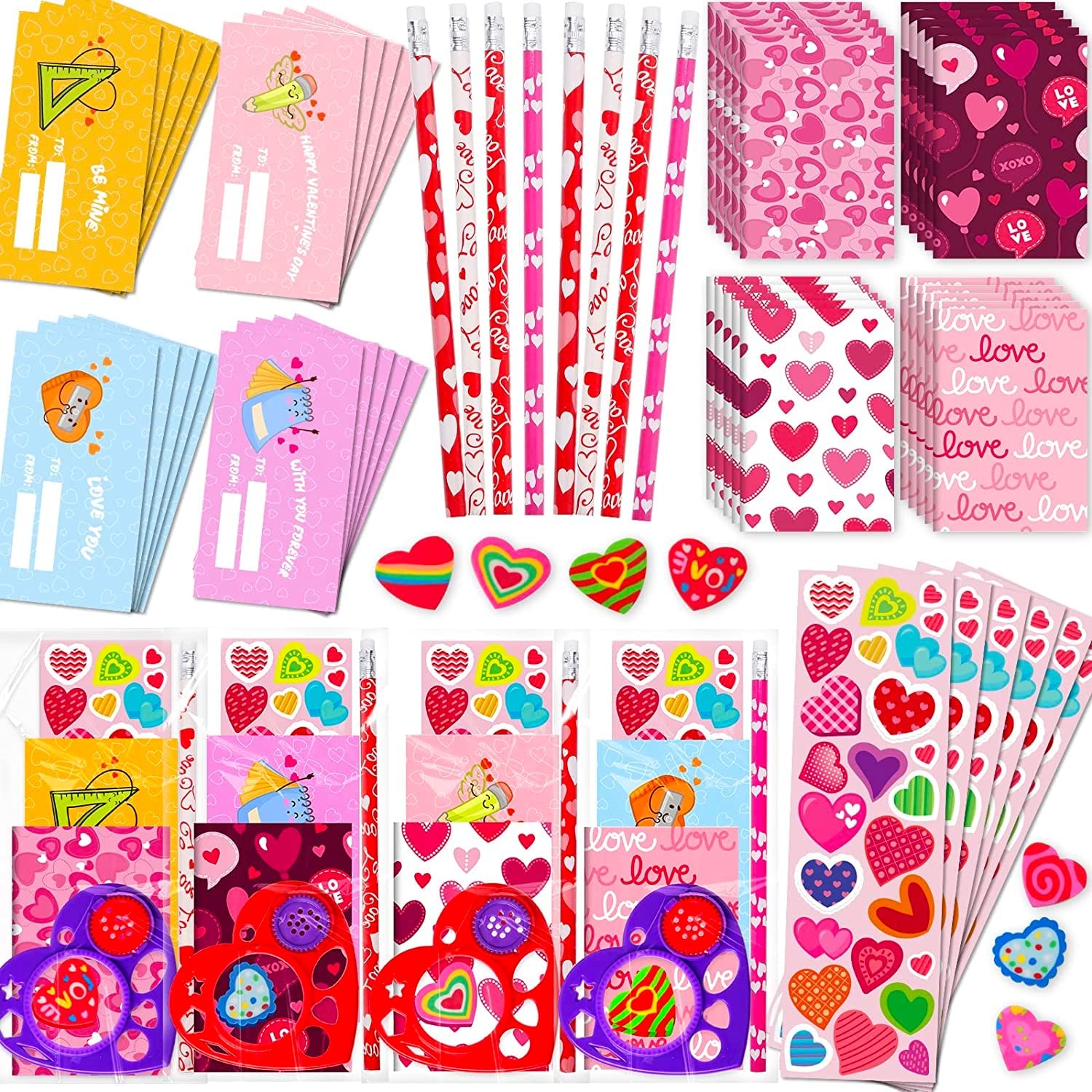 Letapapa 28 Pack Assorted Valentines Day Stationery Kids Gift Set