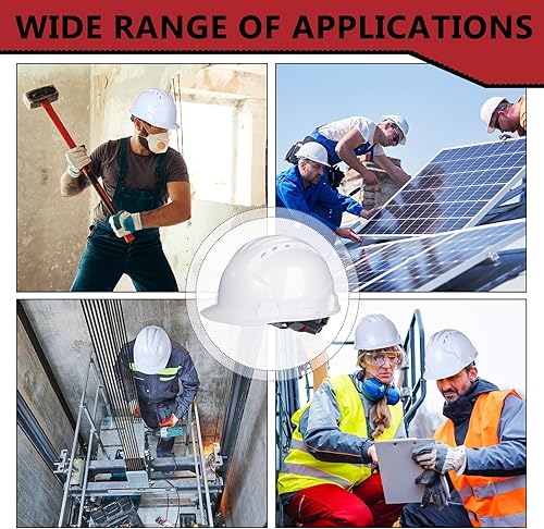 Miniatura 5 de Leumoi Paquete de 20 cascos de seguridad de suspensión de 4 puntos, cascos de seguridad de ABS con trinquete, cascos de construcción ajustables con