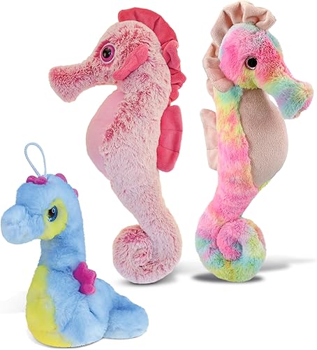 DolliBu Juguetes de peluche de caballito de mar, kit de peluche de caballito de mar suave, adorables juguetes de peluche de criatura oceánica,