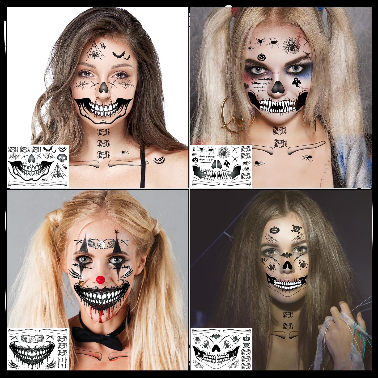 Acquista 10 pezzi/set adesivo per tatuaggio bocca horror di Halloween adesivo per tatuaggio impermeabile divertente per trucco per feste in Italia a partire da 4.9