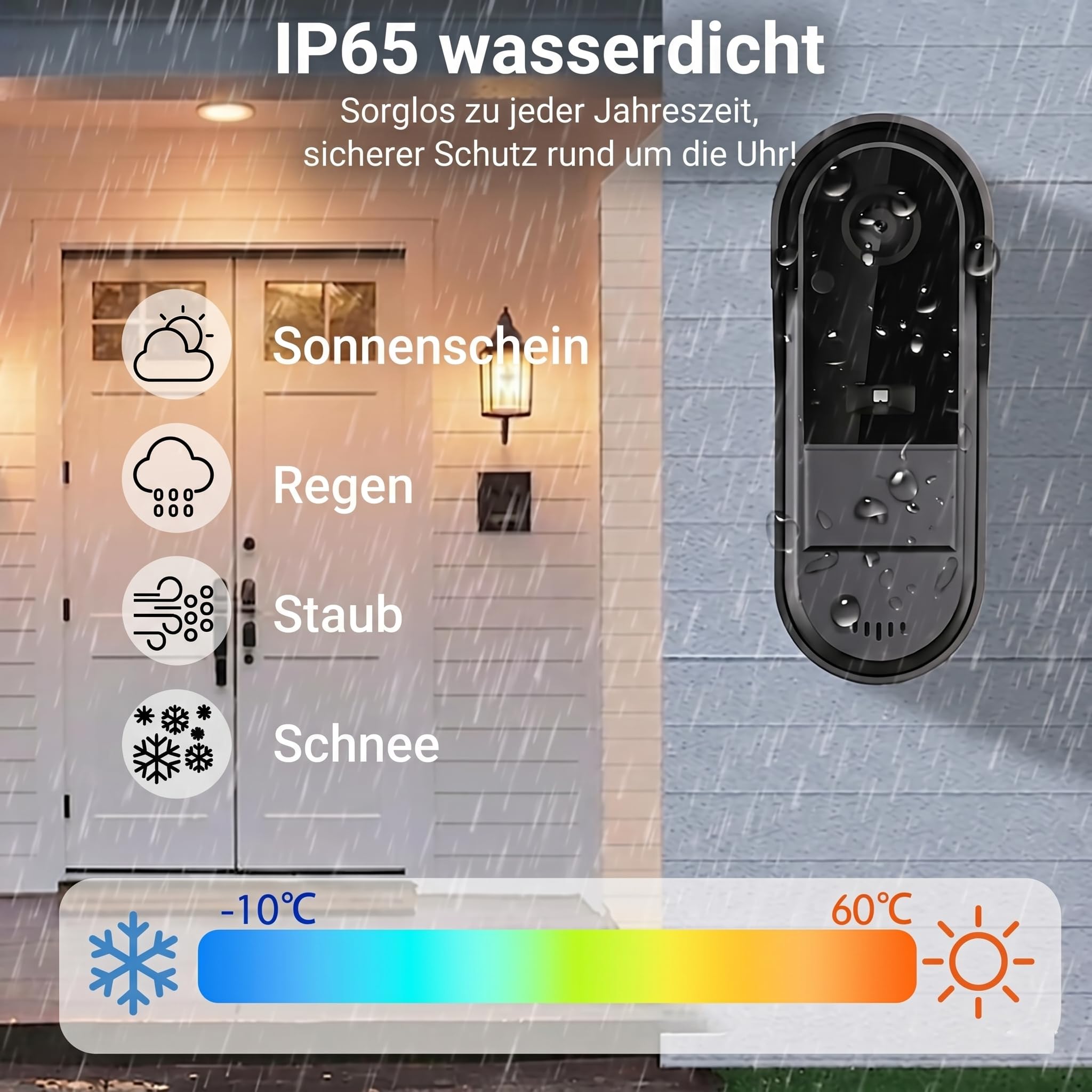 Drahtlose Video Türklingel mit Kamera Outdoor IP65 Wasserdicht 1080P kabellose Türklingel 4,3 Zoll IPS Bildschirm Türklingel Funk 170° HD Kamera Gegensprechanlage Infrarot Nachtsicht Zwei-Wege-Audio