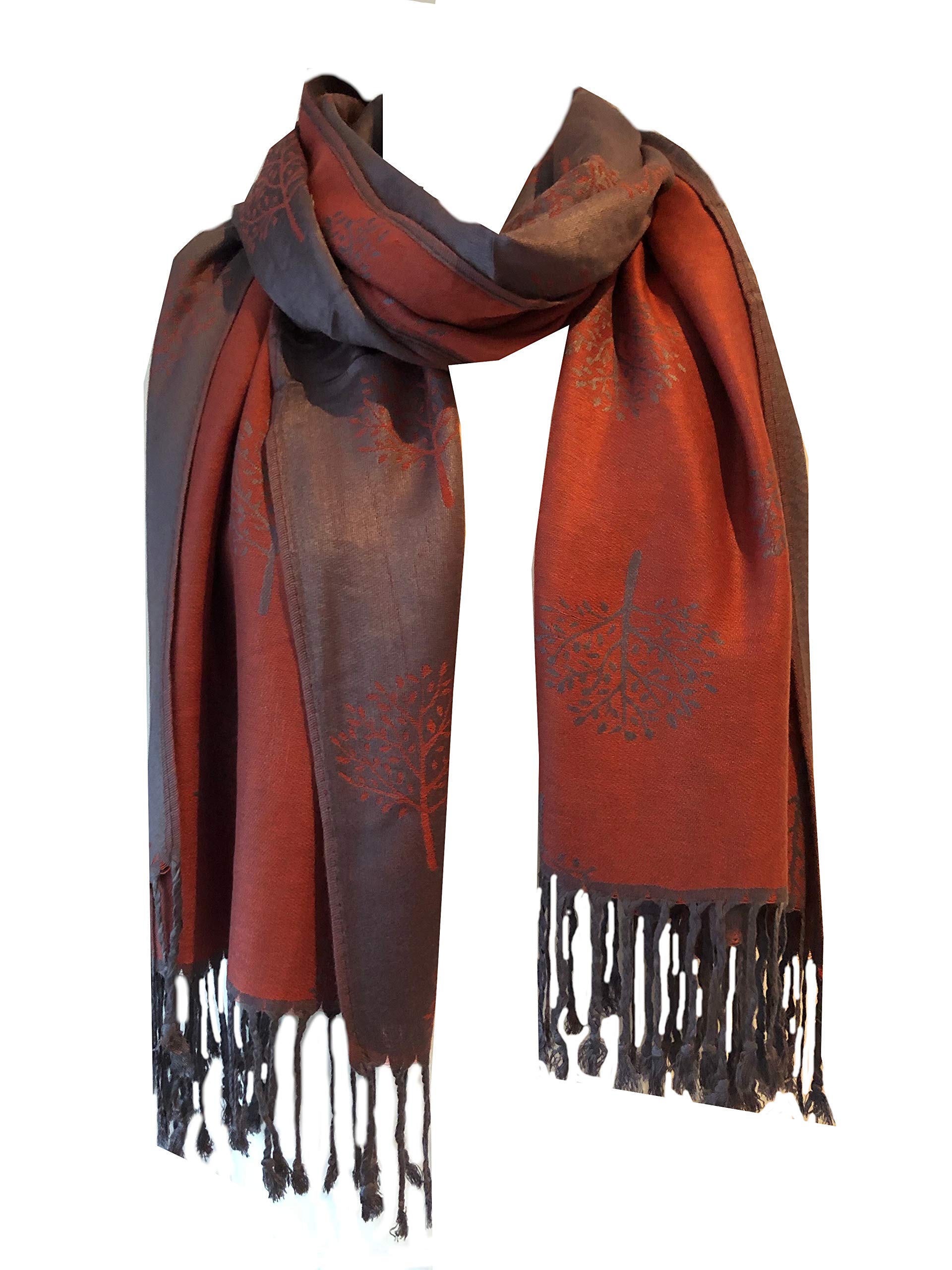 Pamper Yourself NowWomen's Mulberry Tree Reversible Two Tone Pashmina Scarf, Lovely wrap/Shawl with Mulberry Trees. Great for Gifts.