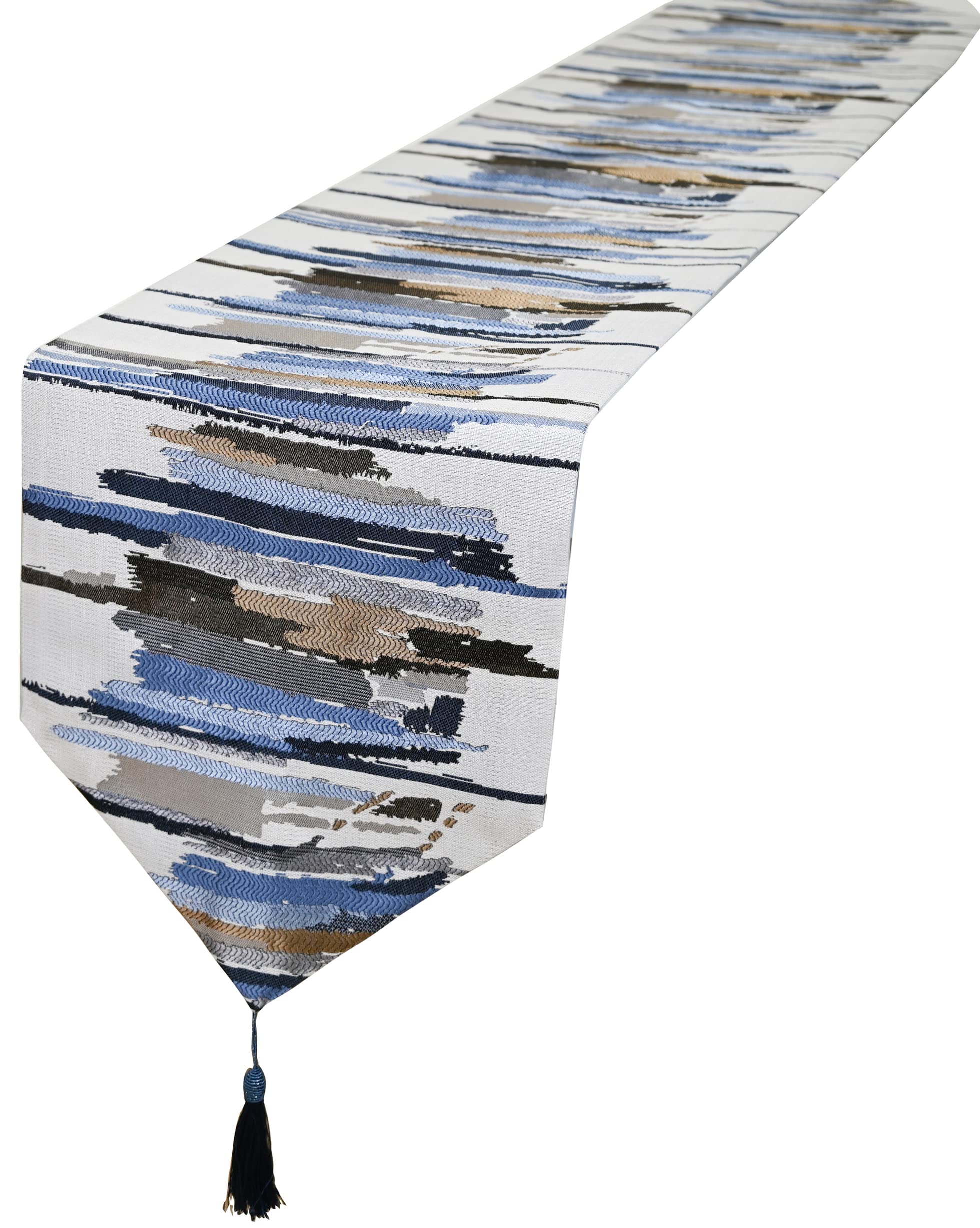 HoliSelear Multi-Size Colorful Stripe Blue Table Runner Fall 13 x 48 Inch for Coffee Farmhouse Long Desk Tall Kitchen Tea/Coffee Table Dining Room Decoration Party Dresser Thanksgiving Christmas