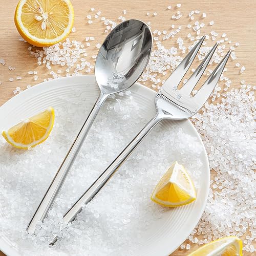 Miniatura 5 de KINGSTONE Juego de cubiertos de 65 piezas con utensilios para servir, juego de cubiertos forjados de acero inoxidable de primera calidad, servicio