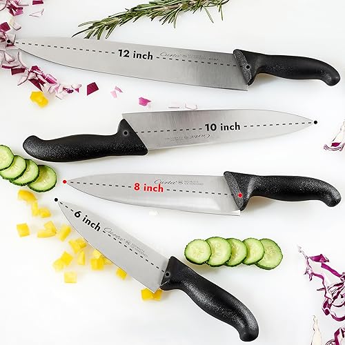 Miniatura 5 de CURTA Cuchillo de chef de grado comercial de 8 pulgadas, certificado NSF, ergonómico, mango rojo antideslizante, hoja forjada de acero inoxidable