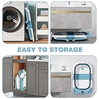 Vista 7 de MoreFeel Bañera plegable para bebé recién nacido con termómetro y 1 toalla con capucha y 1 cojín flotante suave, bañera de viaje portátil